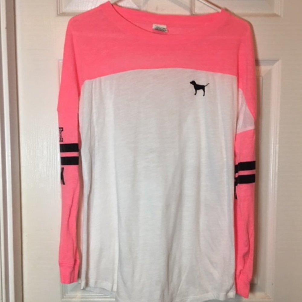 PINK Victoria's Secret Open Back Varsity Crew Tee